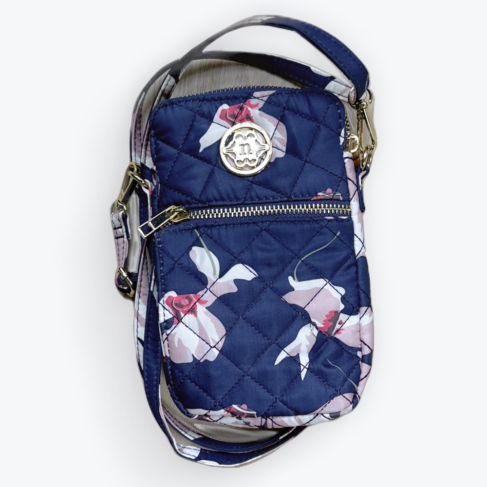 Feminine BloomTech Floral Quilted Nanette Lepore Ophelia Navy Crossbody Mini Bag